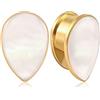 Vankula Dilatatori Lobo Single Flared tunnel dilatatore orecchie in Acciaio inossidabile Conchiglia a goccia lobi piercing espansori Gioielli Uomo Donna 6mm(2G) Oro