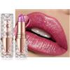 Lestpola Rossetto glitterato metallizzato, rossetto opaco a lunga tenuta, molto pigmentato Shimmer waterproof balsamo per labbro, finitura lucida con diamante Lip Gloss, glitter Lipstick, trucco regalo da