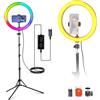 NEEWER 12 Ring Light con Stativo Compatibile con iPhone, Luce Anello LED RGB 24W con Portatelefono per Selfie Fotografia Studio Registrazione Video Trucco Ciglia Streaming, 2500-10000K CRI95+, RH12C