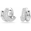 Swarovski Orecchini a cerchio Dextera, Taglio Round, Mini, Bianchi, Placcato rodio