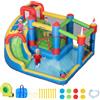 Outsunny Castello Gonfiabile per Bambini 5 in 1 con Scivolo, Trampolino, Piscina e Pistola ad Acqua, Gonfiatore e Picchetti Inclusi, Età 3-8 Anni