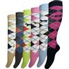 VEARZ® Calzini da donna alti al ginocchio con motivo a rombi - Calzini invernali termici da donna in cotone ricco traspirante per equitazione, per Natale, taglia 36-40, Argyle (6 paia), Taglia unica