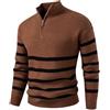 Generico Maglione Uomo Invernale A Listino, Abbigliamento Uomo A Righe Manica Lunga Mezza Zip, Maglioni Classic Sweater Elegante Caldo - Adatto per Primavera, Autunno E Inverno caffè M