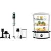 Cecotec Frullatore a Immersione Power Titanblack 1200 XL Perfectcream&Crush, 1200 W, Lame A 4 Lame & Vapovita 3000 Steamer elettrico in acciaio inox con 800 W, 3 contenitori indipendenti
