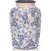 QIANLING Vaso Floreale Blu e Bianco - Ceramica Vintage da 24,6 cm per Centrotavola, Rustico da Fattoria per Decorazione Domestica, Decorativo per Cineserie