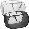 Qaestuan 2 Pezzi Cesto Portabiancheria, Cestos Portabiancheria Pieghevole, Laundry Basket in Rete, Cesto Portabiancherias con Manici Tasche Laterali, per Camera da Letto, Bagno, Vestiti