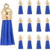 PATIKIL 1.5 Nappe Pelle Mini, 30Pz Ciondoli in Pelle Nappine Colorate Charm Portachiavi Con Cappuccio Dorato Per Decorative Borse Bracciali Creazione Gioielli Portachiavi, Blu