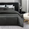 Gezu Copripiumino Satin140 x 200 cm, grigio antracite, set da letto 140 x 200 cm, in raso a righe, liscio e lucido, in microfibra, set di copripiumino per 1 persona, con 1 federa e cerniera