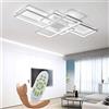Jsz Plafoniera LED 54W con Telecomando,Lampadario Soggiorno Dimmerabile | 2700-6500K,design rettangolare moderno,senza sfarfallio,anticorrosione,per soggiorno,camera da letto e cucina,bianco 80cm