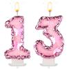 BOXOB Candeline con Numeri di Compleanno, 7,5cm Farfalla Glitterata Topper per Torta Buon Compleanno Paillettes Rosa Decorazioni per Cupcake con Numeri Nuziali per Anniversario Feste (13)