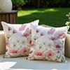 Vorysum Fodera Cuscino 40x40 cm Set di 2 Fiori Rosa - Copri Cuscini Impermeabile per Interni/Esterno - Motivo Botanico Estate