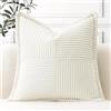 Artscope 1 Pezzi Federe per Cuscini in Velluto a Coste Copricuscini Geometrico Decorativo per Domestica Soggiorno Camera da Letto Divano 55x55cm, Crema Beige