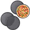 Relaxdays Teglie per Pizza, Set da 4, Rotonda, Forata, Antiaderente, per Crostate, Acciaio, Padella, ∅ 32 cm, Antracite