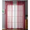 Gardinenbox Set di 2 tende trasparenti Uni, 225 x 140 cm (altezza x larghezza), colore bordeaux, chiusura a nastro per soggiorno, 20332-cn2