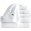 Lacoste Set di asciugamani sportivi a strisce in cotone di lusso, 6 pezzi, realizzati con 100% morbido cotone Supima, assorbente e asciugatura rapida, include 2 asciugamani da bagno, 2 asciugamani per