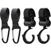 Ownkim Ganci Passeggino Universali - Set 4 Pezzi Ganci per Passeggino e Clip in Lega di Alluminio, Ideali per Appendere Borse e Accessori su Passeggini e Carrozzine, Leggero E Resistente
