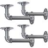 BEJOY 4 staffe per mensole resistenti per mensole, staffe per tubi industriali 17 cm, staffa per montaggio a parete in ferro bronzo vintage, mensola per tubi rustici,Argento