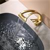 SJQKA Rubinetto Bagno Lavabo Cascata Oro Spazzolato,Miscelatore Bagno Lavabo Stile Moderno, Rubinetti Monocomando A Cascata,Acqua Calda E Fredda