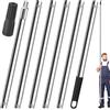 Xinxinphi 2,2 m Bastone Telescopico con Maniglia PP, Asta Telescopica Acciaio Inossidabile 6 Segmentati, Strumento Pulizia Estensibile, Manico Prolunga Rullo per Soffitti, Hotel, Autolavaggio & Case