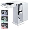 OUGOO Rubinetto LED senza batteria per bagno, OUGOO a cascata RGB con 3 cambi di colore in base alla temperatura, miscelatore monocomando in acciaio inossidabile per bagno, cromato