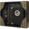 Imani Aksa Set regalo musulmano tappeto di preghiera musulmano (tappeto di preghiera, libro di sura con la sua borsa, tesbih, zikirmatik) Islam seccade (nero)