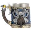 ZONSUSE Boccale Birra da Guerriero Vichingo, Tazza Tomahawk Vichingo, Boccale Medievale in Acciaio Inossidabile, Regali per Compleanno Festa del Papà Pasqua Natale 600 ml (Guerriero)