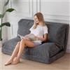 MAXYOYO Pouf-letto, pieghevole, in cordino velluto, divano letto, materasso da terra per adulti, extra spesso, piegato 4 volte, pouf per camera da letto, soggiorno, grigio antracite, 100 x 240 cm