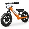 KRIDDO Bicicletta senza pedali 2 anni, Balance Bike età 18 mesi a 5 anni, 12 pollici bici senza pedali con targa personalizzabile (3 set di adesivi inclusi), regalo per 2-3 ragazzi ragazze, Arancione