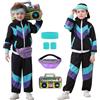 Ezuwail Costume da allenamento per bambini anni '80 anni '90 per ragazzi e ragazze, unisex, stile retrò, per jogging, per bambini, allenamento, hip hop