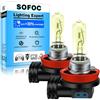 SOFOC H9 12V 65W Halogen Bulb 2000LM Yellow Fog Light Headlight & High/Low Beam Light Replacement Single Filament PGJ19-5 2Pezzi