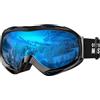 OutdoorMaster OTG, occhiali da sci e snowboard, per uomini, donne e ragazzi, 100% protezione UV (montatura nera + lenti VLT 15,6% blu)