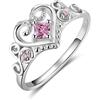 Bellitia Jewelry Moda Anello Corona Fidanzamento Eternità per Donna Ragazza, Classici Anelli Fedi Nuziali Argento 925 con Zirconia Cubica Rosa a Forma di Cuore