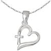 CLEVER SCHMUCK Collana a forma di croce nel cuore, 12 mm, semplice e fine, con ancora 40 cm, per bambini, per la prima comunione, cresima, in argento sterling 925, con custodia a croce, Metallo