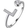 Suplight Anello con Iniziale L Argento 925 Regolabile Donna - Lettera L con Confezione Regalo