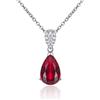 namana Collana Rossa da Donna in Argento Sterling 925 con un Ciondolo Rosso Rubino a Forma di Goccia, Gioielli Donna in Argento 925 con Zirconi Rossi a Forma di Pera