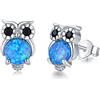 Midir&Etain Orecchini a perno da donna in argento Sterling 925, ipoallergenici, con opale e gufo, idea regalo per ragazze e amanti del gufo, Argento sterling, opale