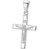CLEVER SCHMUCK Clever Gioielli Argento Ciondolo a Forma di Piccola Croce 17 mm Appena Forma sobria con Gesù Lucido in Argento Sterling 925 per Bambini, Donne, Ragazzi
