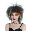 WIG ME UP-210165-FR36-4-98 Parrucca Donna Uomo Carnevale Punk Wave Castano Ciocche colorate Cotonata Anni 80
