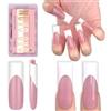 NOVO OVO Long Sharp Square White French Tip Nail Tips Press on BERRY PINK, gel extra spesso need builder & Top Coat & Colla, morbido gel Extension copertura completa per fai da te 15 misure, 180 pezzi