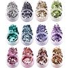 BISHENGYF Set di 12 paillettes olografiche di sirena, glitter metallizzati lucidi, fiocchi di polvere di alluminio per nail art e artigianato.