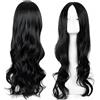 ZXTGBQ Parrucche lunghe ondulate nero 27''/70cm, parrucca donna, parrucca nero donna natural capelli lunghi, per uso quotidiano, carnevale, festa, cosplay, halloween, anime