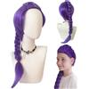 HTTDSLF Perruque Violet Cosplay pour Enfants, Parrucca Lunga con Treccia Viola e Coda di Cavallo, per Capelli da Cantante Pop, Halloween, Cosplay, Feste Di Carnevale, per Gli Appassionati di Kpop