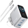 Anker Nano Caricatore USB C 100W, GaN a 3 Porte e Ultra Compatto, Display Intelligente e Controllo Touch, per iPhone 17 Pro Max/16/15, Samsung S25 Ultra, MacBook Air/Pro, e Altri (USB C Cavo Iincluso)