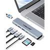 Lemorele Hub USB C Macbook Adattatore 7 in 2, Alluminio Dongle USB C Hub con HDMI 4K, 2*USB 3.0, PD 100W, SD TF, Dati USB-C Hub per MacBook Air M1 2018-2024, MacBook Pro M1 2016-2023 Mac Adapter