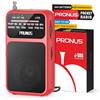 PRUNUS J-555 Radio Portatile Ricaricabile, Mini Radiolina Portatile FM/AM Supporta Batterie Sostituibili (AAA), con Jack/Clip Posteriore, per Camminare, Correre, Pescare (Rosso)