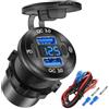 Hapytrip Cavo di uscita USB 12V Caricabatterie auto in alluminio multi-porta, doppia presa QC 3.0 U-S-B e PD USB-C con interruttore voltmetro per auto, barca, camion, ricarica rapida per iPhone, iPad, ecc.