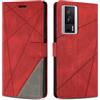 SONWO Cover per Xiaomi Poco F5 PRO/Redmi K60 / K60 PRO, Flip Caso in PU Pelle Case Cover Custodia con Slot per Schede e Supporto Stand per Xiaomi Poco F5 PRO, Rosso