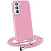 MyGadget Cover per Samsung Galaxy S22 - Custodia con Corda - Case con Cordino Opaca Antiurto | Bumper con Laccio | Tracolla - Practical Stylish - Rosa