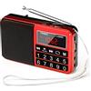 PRUNUS J-429 Radio Portatile FM/AM(MW). Radiolina Portatile Ricaricabile con Pulsante Grande e Ampio Display. Supporto USB/AUX/TF Card,Memorizza le Stazioni Automaticamente (Rosso)