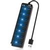 JiaHeHe Hub USB 3.0 7 in 1 con interruttore singolo, distributore USB per PC, laptop, adattatore multiporta a 7 porte con display LED, hub USB 3.0 con alimentatore per dischi rigidi esterni, stampante, mouse